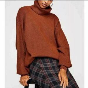 Free People Softly Structured Tunic Sweater Brown Size S New